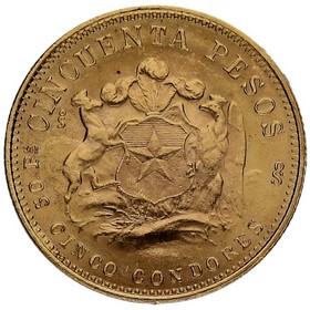 Moneda Chile 50 Pesos Oro 1967 10,18g