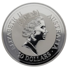 Moneda Australia 30 dollars Kookaburra  Plata 1992 1Kg
