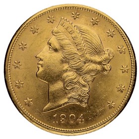 Moneda Estados Unidos 20 Dollars Double Eagle  Oro 1904 33,42g