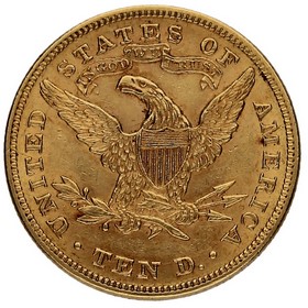 Moneda Estados Unidos 10 Dollars Eagle Oro 1880 16,70g