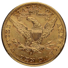 Moneda Estados Unidos 10 Dollars Eagle  Oro 1888 16,71g
