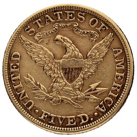 Moneda Estados Unidos 5 Dollars Half Eagle Oro 1882 8,31g