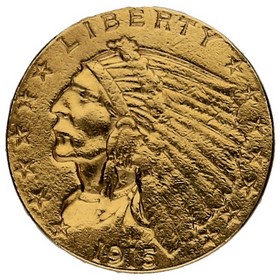 Moneda Estados Unidos 2,5 Dollars Quarter Eagle  Indian Head  Oro 1915 4,14g