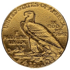Moneda Estados Unidos 2,5 Dollars Quarter Eagle  Indian Head  Oro 1915 4,14g