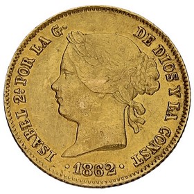 Moneda Filipinas 4 Pesos Oro 1862 6,77g
