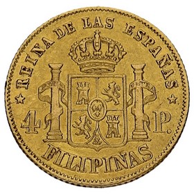 Moneda Filipinas 4 Pesos Oro 1862 6,77g