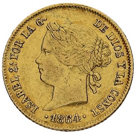 Moneda Filipinas 4 Pesos Oro 1864 6,73g