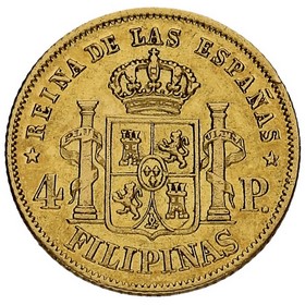 Moneda Filipinas 4 Pesos Oro 1864 6,73g