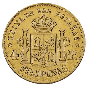 Moneda Filipinas 4 Pesos Oro 1865 6,73g