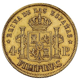 Moneda Filipinas 4 Pesos Oro 1868 6,77g