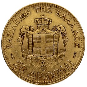 Moneda Grecia 20 Dracmas Oro 1884 6,42g