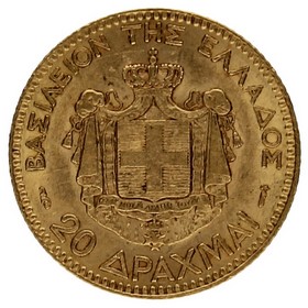 Moneda Grecia 20 Dracmas Oro 1884 6,43g