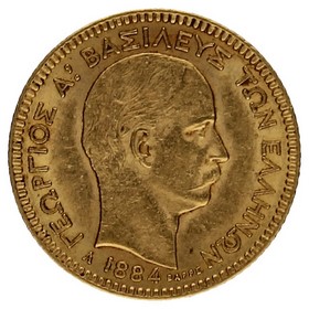 Moneda Grecia 20 Dracmas Oro 1884 6,43g