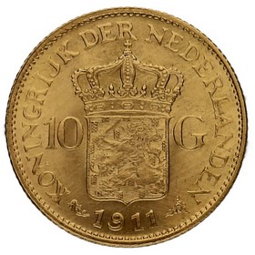 Moneda Países Bajos 10 Florines Oro 1911 6,71g