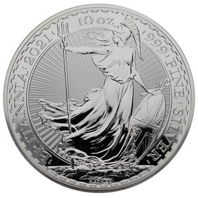 Moneda Reino Unido 10 Pounds Britannia Plata 2021 10oz