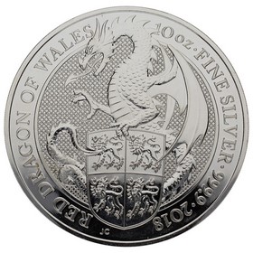 Moneda Reino Unido 10 Pounds Red Dragon of Wales  Plata 2018 10oz