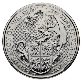 Moneda Reino Unido 5 Pounds Red Dragon of Wales Plata 2017 2oz