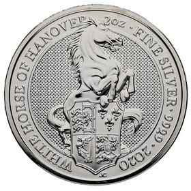 Moneda Reino Unido 5 Pounds White Horse of Hanover Plata 2020 2oz