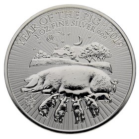 Moneda Reino Unido 2 Pounds Año del Cerdo Plata 2019 1oz