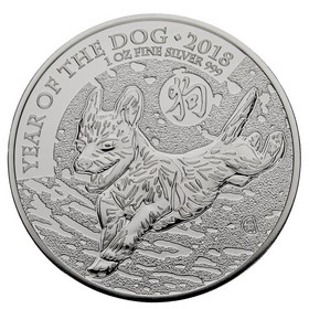 Moneda Reino Unido 2 Pounds Año del Perro Plata 2018 1oz