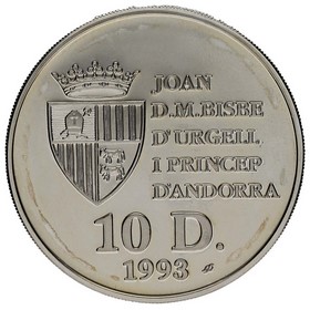 Moneda Andorra 10 Diners Campionat Mundial Futbol USA 1994 Plata 1993 1oz