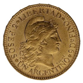 Moneda Argentina 5 Pesos Oro 1883 8,06g