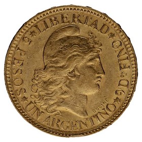 Moneda Argentina 5 Pesos Oro 1884 8,01g