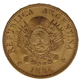 Moneda Argentina 5 Pesos Oro 1886 8,05g