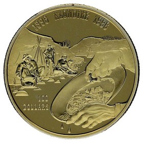 Moneda Canadá 100 Dollars Klondike 100 Aniv. Oro 1996 13,31g