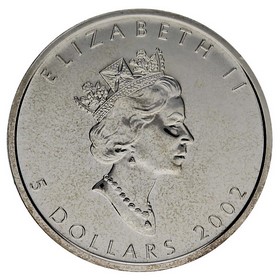 Moneda Canadá 5 Dollars Maple Leaf Coloreada Invierno Plata 2002 1oz