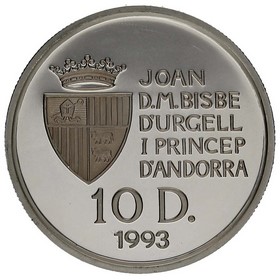 Moneda Andorra 10 Diners Exploracions Espacials Plata 1993 1oz
