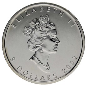 Moneda Canadá 5 Dollars Maple Leaf Coloreada Primavera Plata 2002 1oz
