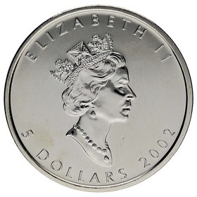 Moneda Canadá 5 Dollars Maple Leaf Coloreada Verano Plata 2002 1oz
