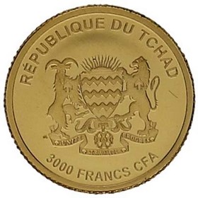 Moneda Chad 3000 Francos CFA Orgullo Africano Oro 2019 1/2g