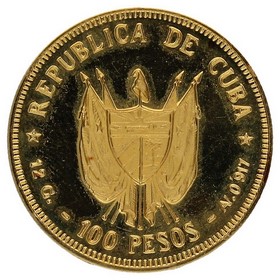 Moneda Cuba 100 Pesos Carlos Manuel de Céspedes Oro 1977 12g