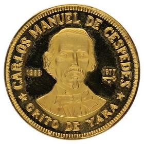 Moneda Cuba 100 Pesos Carlos Manuel de Céspedes Oro 1977 12g