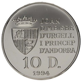 Moneda Andorra 10 Diners A La Descoberta d´un Nou Mon Plata 1994 1oz
