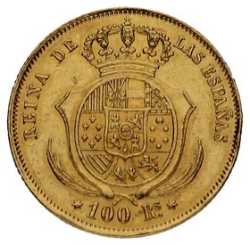 Moneda 100 Reales Reina Isabel II Oro 1860 8,36g