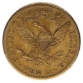 Moneda Estados Unidos 10 Dollars Eagle Oro 1881 16,68g