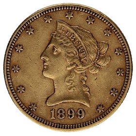 Moneda Estados Unidos 10 Dollars Eagle Oro 1899 16,64g