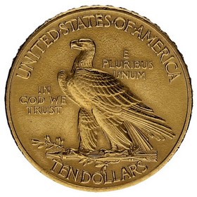 Moneda Estados Unidos 10 Dollars Indian Head Oro 1910 16,69g
