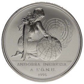 Moneda Andorra 10 Diners Andorra Ingressa a l´ONU 1993 Plata 1994 1oz