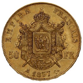 Moneda Francia 50 Francos Oro 1857 París A 16,09g
