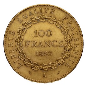 Moneda Francia 100 Francos  Oro 1882 París A 32,17g