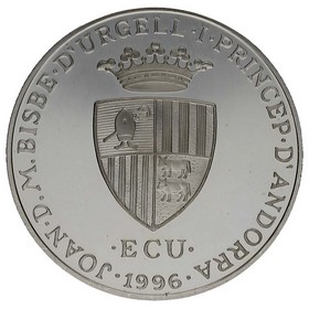 Moneda Andorra 10 Diners Frederic II Plata 1996 33,72g