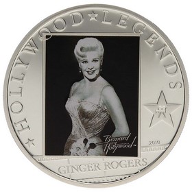 Moneda Islas Cook 5 Dollars Hollywood Legends Ginger Rogers Plata 2010 25g