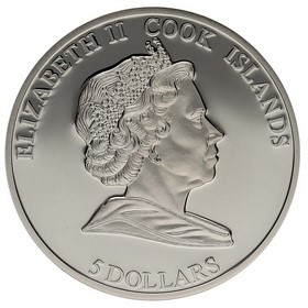 Moneda Islas Cook 5 Dollars Hollywood Legends Ginger Rogers Plata 2010 25g