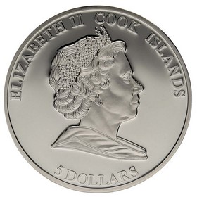 Moneda Islas Cook 5 Dollars Hollywood Legends Clark Gable Plata 2010 25g