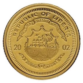 Moneda Liberia 25 Dollars Abraham Lincoln Oro 2002 1/2g