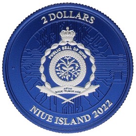 Moneda Niue 2 Dollars Bitcoin Ciber Color Plata 2022 1oz